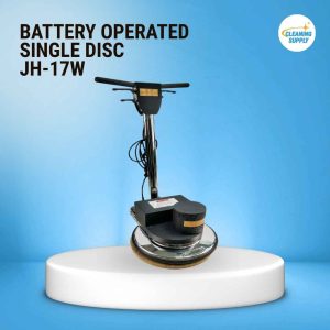 Battery-operated single disc floor cleaner for commercial cleaning supplies