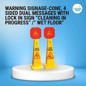 Warning Signage- Cone, 4 sided dual messages with Lock in Sign